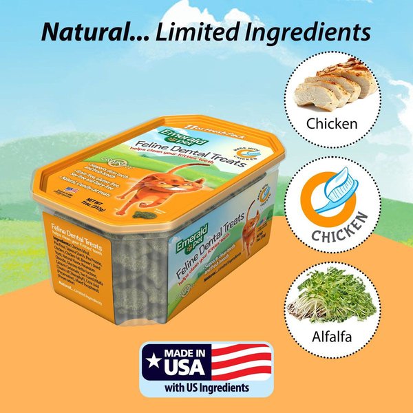 Show full view: Emerald Pet Feline Dental Treats with Chicken Cat Treats, 11-oz tub slide 5 of 8