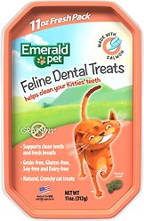 Emerald Pet Feline Dental Salmon Grain-Free Cat Treats, 11-oz tub