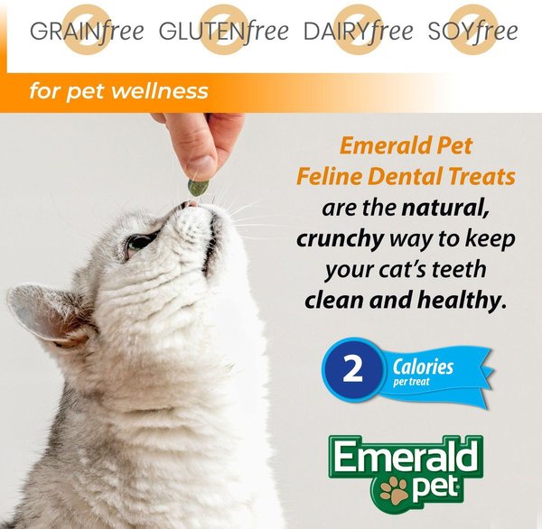 Show full view: Emerald Pet Feline Dental Tuna Grain-Free Cat Treats, 3-oz bag slide 6 of 8