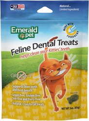 Emerald Pet Feline Dental Treats with Turducky Cat Treats, 3-oz bag