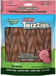 Emerald Pet Piggy Twizzies Grain-Free Dog Treats, 6-in, 6 count