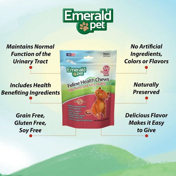 Show full view: Emerald Pet Feline Health Urinary Tract Support Grain-Free Cat Treats, 2.5-oz bag slide 5 of 9