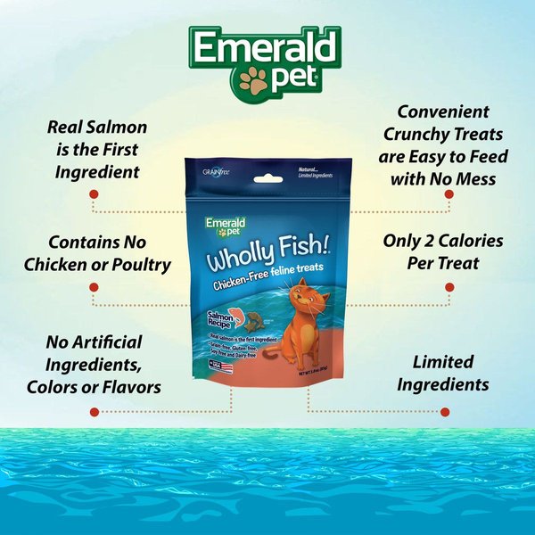 Show full view: Emerald Pet Wholly Fish! Salmon Recipe Cat Treats, 3-oz bag slide 4 of 8