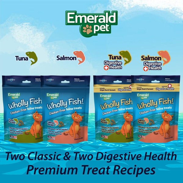 Show full view: Emerald Pet Wholly Fish! Tuna Recipe Cat Treats, 3-oz bag slide 5 of 9