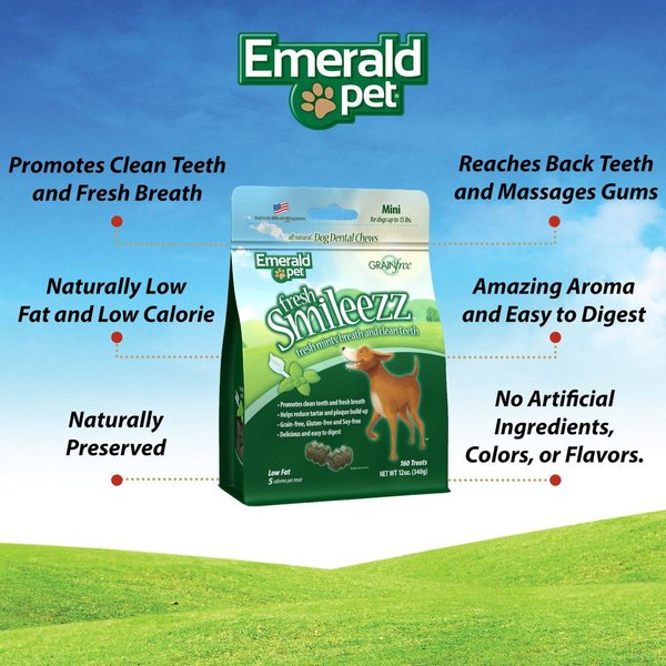 Show full view: Emerald Pet Fresh Smileezz Mini Grain-Free Dental Dog Treats, 160 count slide 4 of 9