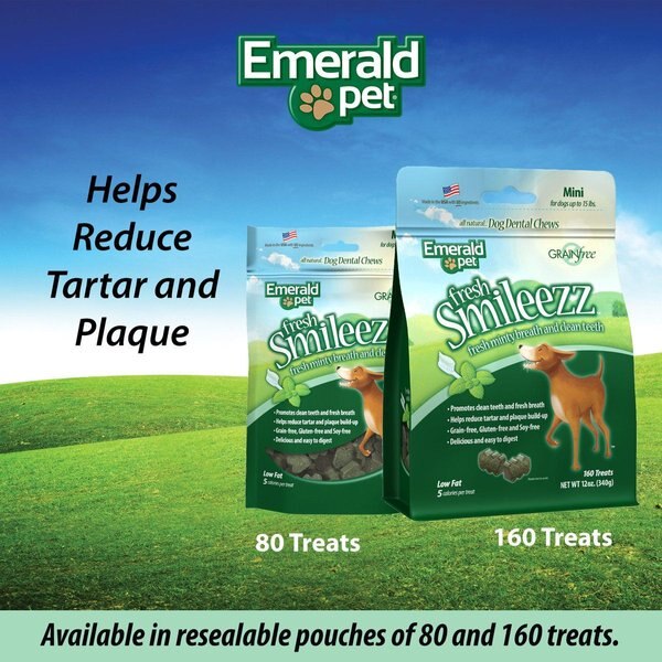 Show full view: Emerald Pet Fresh Smileezz Mini Grain-Free Dental Dog Treats, 160 count slide 5 of 9
