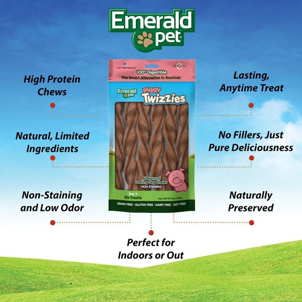 Show full view: Emerald Pet Piggy Twizzies Grain-Free Dog Treats, 9-in, 6 count slide 4 of 8
