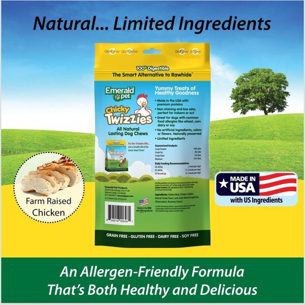 Show full view: Emerald Pet Chicky Twizzies Grain-Free Dog Treats, 9-in, 6 count slide 5 of 6
