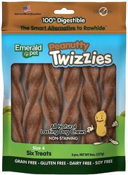 Emerald Pet Peanutty Twizzies Grain-Free Dog Treats, 6-in, 6 count