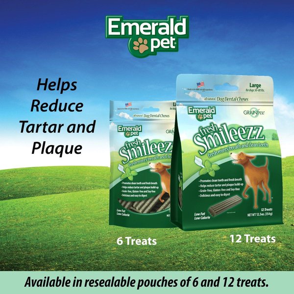 Show full view: Emerald Pet Fresh Smileezz Large Grain-Free Dental Dog Treats, 12 count slide 5 of 8