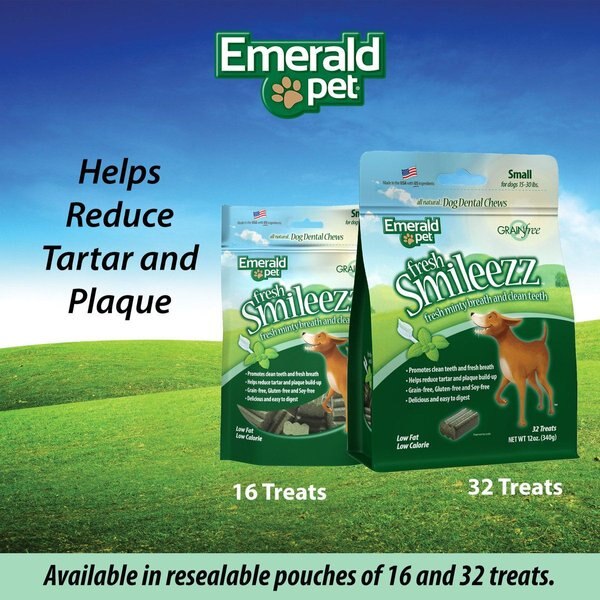 Show full view: Emerald Pet Fresh Smileezz Small Grain-Free Dental Dog Treats, 32 count slide 5 of 7