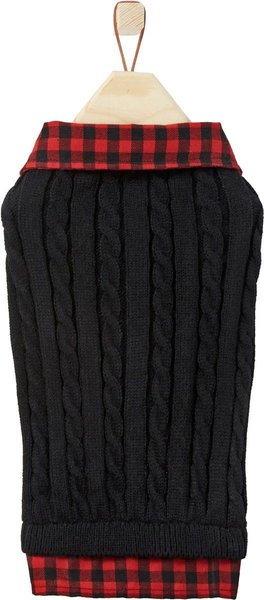 Show full view: Frisco Plaid Cable Knit Dog & Cat Sweater, Red Plaid, X-Small slide 4 of 7