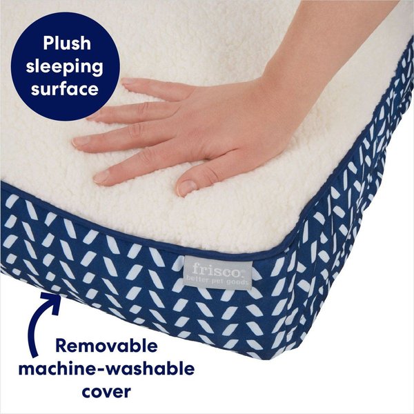 Show full view: Frisco Plush Pillow Cat & Dog Bed w/ Removable Cover, Navy Herringbone, Large slide 4 of 8