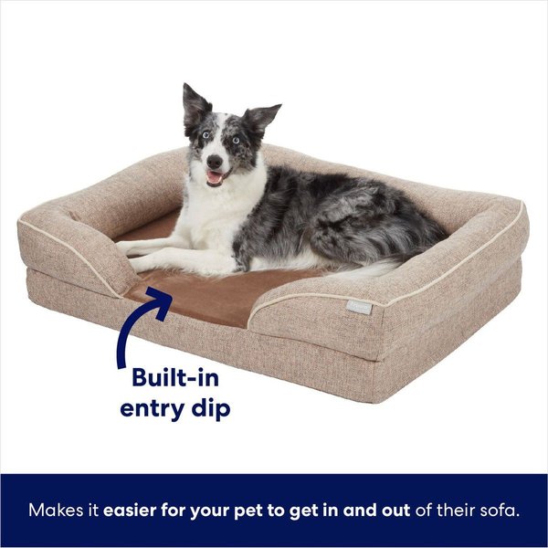 Show full view: Frisco Plush Orthopedic Front Bolster Cat & Dog Bed w/Removable Cover, Beige, Large slide 3 of 10
