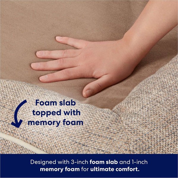 Show full view: Frisco Plush Orthopedic Front Bolster Cat & Dog Bed w/Removable Cover, Beige, X-Large slide 4 of 10