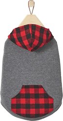 Frisco Plaid Dog & Cat Hoodie, Red Plaid, Large