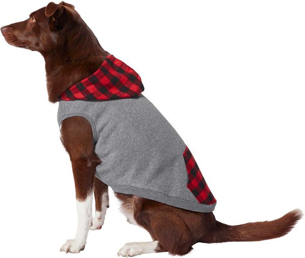 Show full view: Frisco Plaid Dog & Cat Hoodie, Red Plaid, X-Large slide 3 of 10