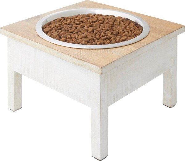 Show full view: Frisco Wooden Patina Stool Dog Single Bowl Diner, White, 12 cup, 1 count slide 3 of 9