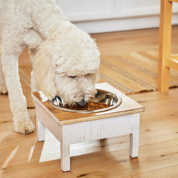 Show full view: Frisco Wooden Patina Stool Dog Single Bowl Diner, White, 12 cup, 1 count slide 7 of 9