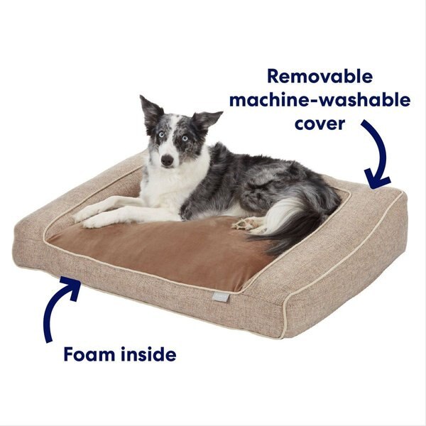 Show full view: Frisco Plush Orthopedic Bolster Dog Bed w/Removable Cover, Beige, X-Large slide 3 of 9