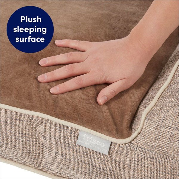 Show full view: Frisco Plush Orthopedic Bolster Dog Bed w/Removable Cover, Beige, X-Large slide 5 of 9