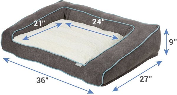 Show full view: Frisco Plush Orthopedic Bolster Dog Bed w/Removable Cover, Gray, Large slide 3 of 9
