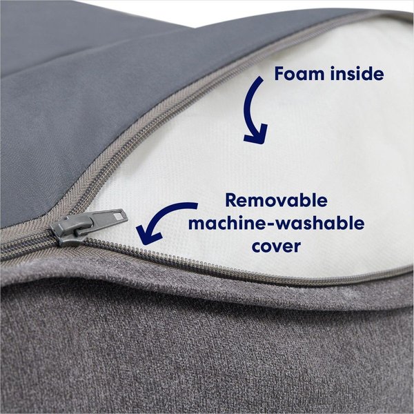 Show full view: Frisco Plush Orthopedic Pillowtop Dog Bed w/Removable Cover, Gray, Large slide 3 of 7