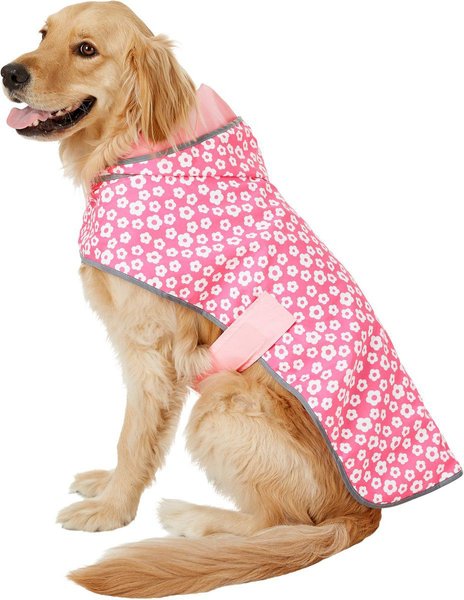 Show full view: Frisco Lightweight Reversible Packable Travel Dog Raincoat, Pink, XX-Large slide 3 of 10