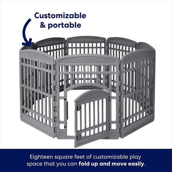 Show full view: Frisco 8 Panel Plastic Dog Exercise Playpen with Door, 34-in H, Gray slide 4 of 10