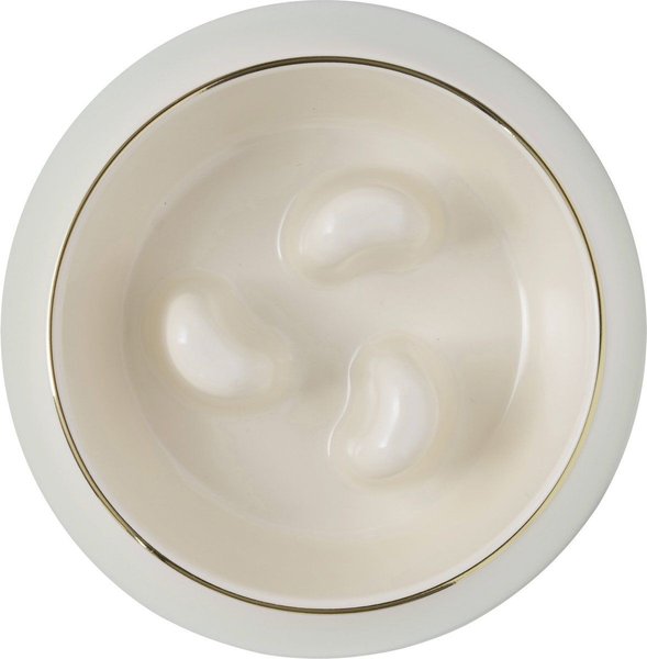 Show full view: Frisco Melamine Slow Feed Dog & Cat Bowl with Gold Trim, Cream, 3 Cup slide 5 of 10