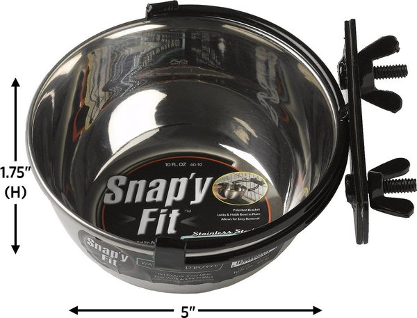 Show full view: MidWest Stainless Steel Snap'y Fit Dog Kennel Bowl, 1.25-cup slide 6 of 7