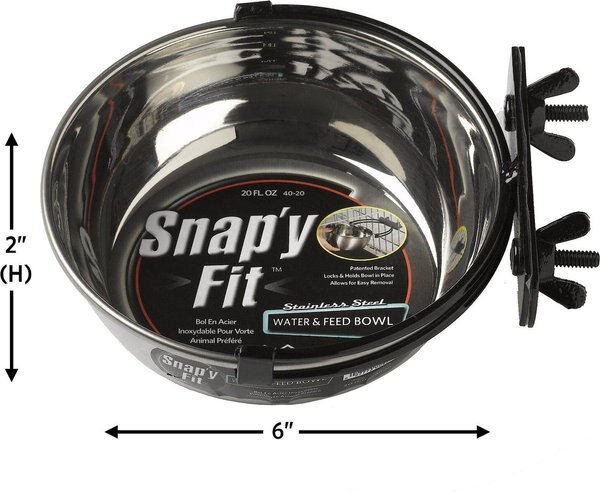 Show full view: MidWest Stainless Steel Snap'y Fit Dog Kennel Bowl, 2.5-cup slide 6 of 7