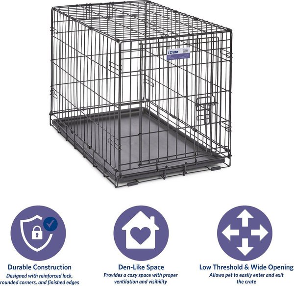 Show full view: MidWest iCrate Fold & Carry Single Door Collapsible Wire Dog Crate, 30-in slide 6 of 10