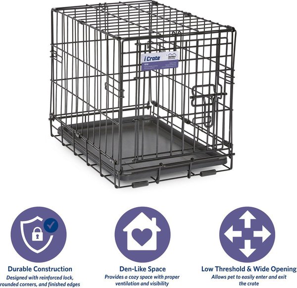 Show full view: MidWest iCrate Fold & Carry Single Door Collapsible Wire Dog Crate, 18-in slide 6 of 10