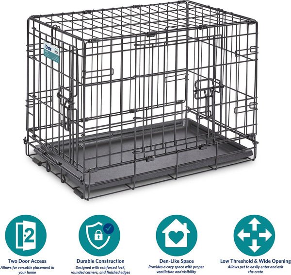 Show full view: MidWest iCrate Fold & Carry Double Door Collapsible Wire Dog Crate, 22-in slide 6 of 10