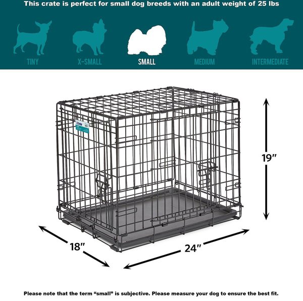 Show full view: MidWest iCrate Fold & Carry Double Door Collapsible Wire Dog Crate, 24-in slide 8 of 10