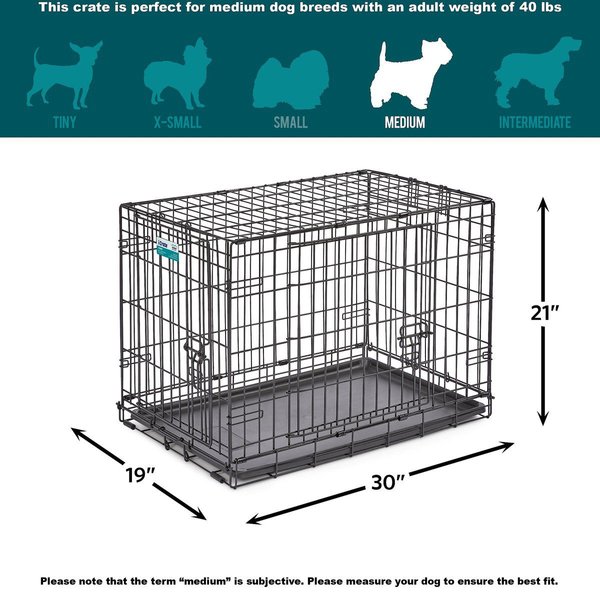 Show full view: MidWest iCrate Fold & Carry Double Door Collapsible Wire Dog Crate, 30-in slide 7 of 10
