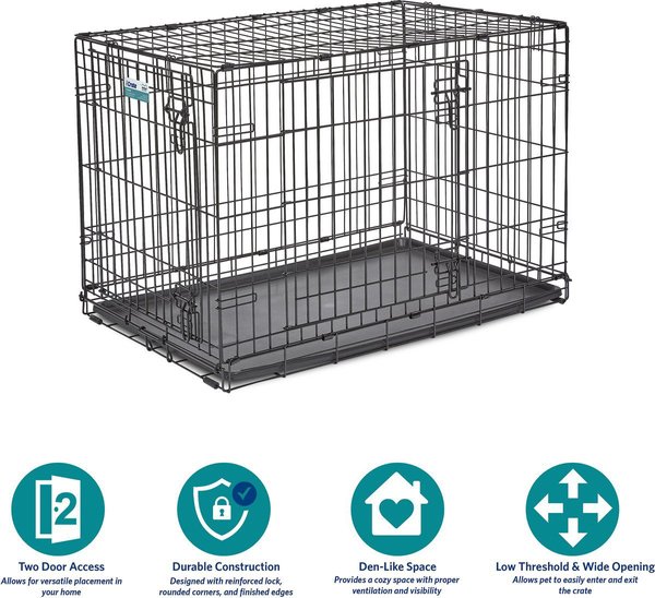 Show full view: MidWest iCrate Fold & Carry Double Door Collapsible Wire Dog Crate, 36-in slide 6 of 10