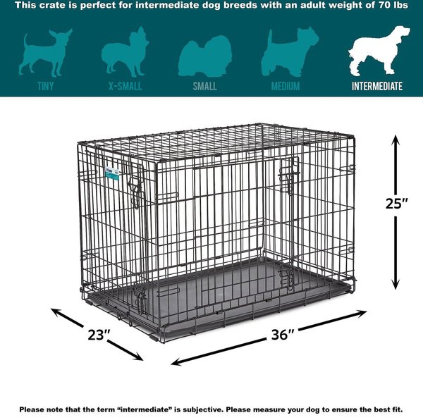 Show full view: MidWest iCrate Fold & Carry Double Door Collapsible Wire Dog Crate, 36-in slide 8 of 10