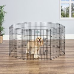 MidWest Wire Dog Exercise Pen with Step-Thru Door, Black E-Coat, 30-in