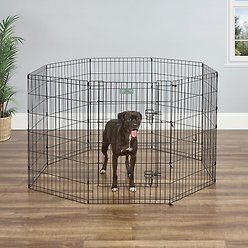 MidWest Wire Dog Exercise Pen with Step-Thru Door, Black E-Coat, 36-in