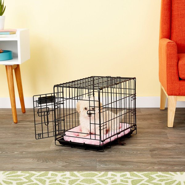 Show full view: MidWest Quiet Time Fashion Plush Bolster Dog Crate Mat, Pink, 18-in slide 3 of 7