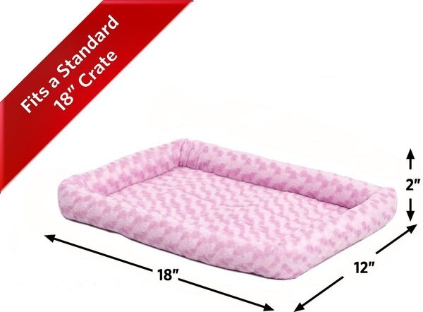Show full view: MidWest Quiet Time Fashion Plush Bolster Dog Crate Mat, Pink, 18-in slide 6 of 7