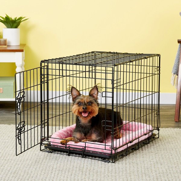 Show full view: MidWest Quiet Time Fashion Plush Bolster Dog Crate Mat, Pink, 24-in slide 3 of 7