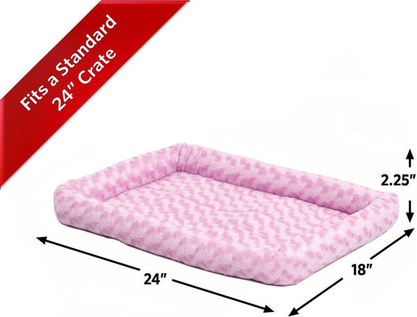 Show full view: MidWest Quiet Time Fashion Plush Bolster Dog Crate Mat, Pink, 24-in slide 6 of 7