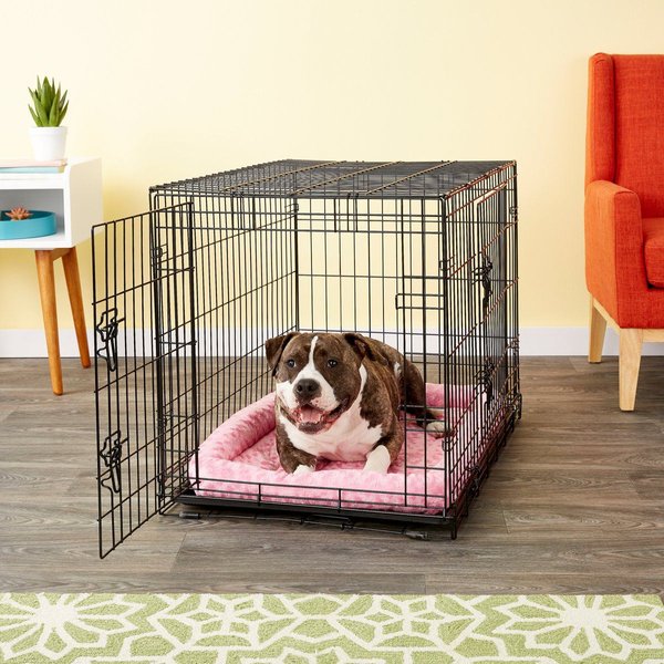 Show full view: MidWest Quiet Time Fashion Plush Bolster Dog Crate Mat, Pink, 36-in slide 3 of 7