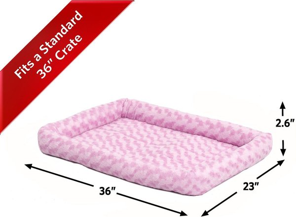 Show full view: MidWest Quiet Time Fashion Plush Bolster Dog Crate Mat, Pink, 36-in slide 6 of 7