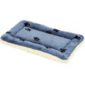 MidWest Quiet Time Fleece Reversible Dog Crate Mat, Blue Paw Print, 22-in