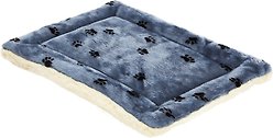 MidWest Quiet Time Fleece Reversible Dog Crate Mat, Blue Paw Print, 30-in