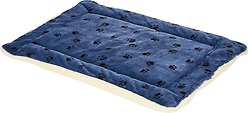 MidWest Quiet Time Fleece Reversible Dog Crate Mat, Blue Paw Print, 54-in
